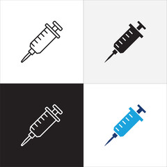 Syringe icon. Syringe injection icon. Medical shot symbol. © great19