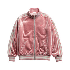 Stylish Pink Velvet Jacket with Retro Stripes on Transparent Background