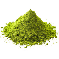 Green Powder on Transparent Background - Natural Product Close-up