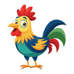 A drawing of a funny vector chicken illustration
