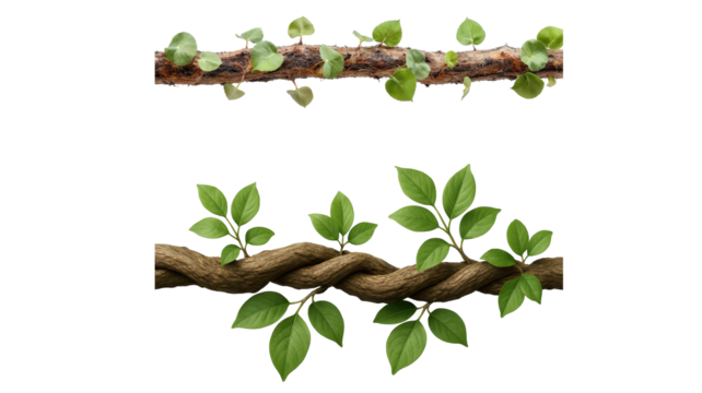 Green leaf twig on transparent background png