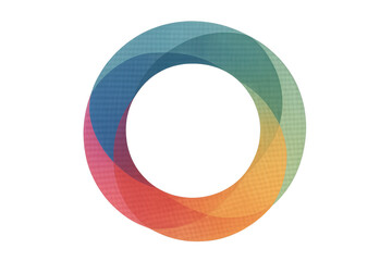 Vibrant interconnected shapes creating circular design with transparent background, ideal for modern and creative projects