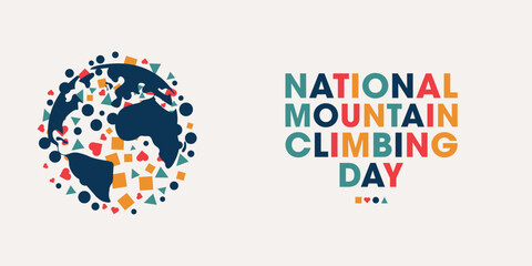 National Mountain Climbing Day, Colorful Poster, Banner Design Template.