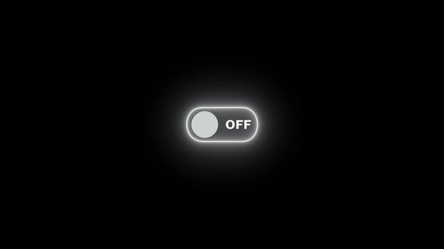 Switch on and switch off button. Power digital button. Turning on-off animation. power off / on button animation 4K video on the black background.
