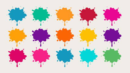 Colorful Paint Splatters Collection a Vibrant Display of Creativity and Artistic Expression Perfect for Backdrops and Creative Projects