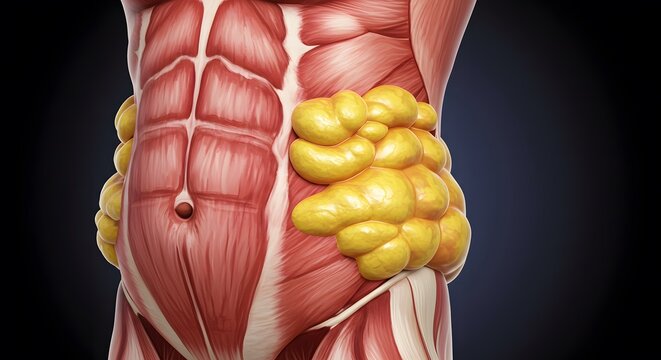 Human Abdominal Fat Muscle Anatomy Medical Illustration