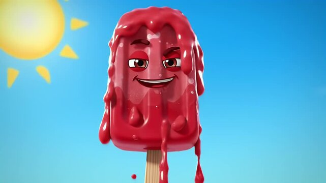 Melting popsicle cartoon