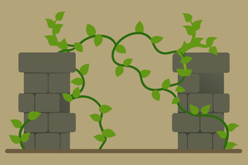 thick vines wrapping around old stone wall