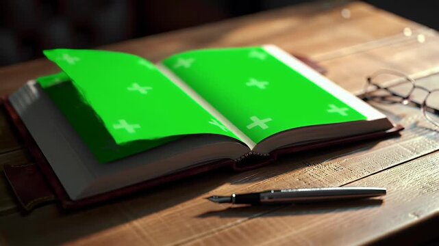 Open book green screen template