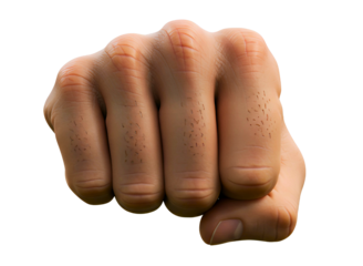 Fist punching forward isolated on transparent background