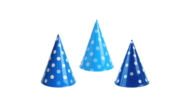 Blue polka dot party hat on transparent background png