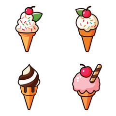 Vector Illustration Ice Cream Set