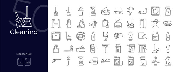 Cleaning Line Editable Icons set. Vector illustration in modern thin line style of Cleaning icons: clean, hygiene, housework, etc © nadya bilqis