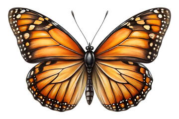 Fototapeta premium Detailed Monarch Butterfly on transparent background