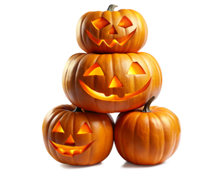 Stacked Halloween Pumpkins on transparent background