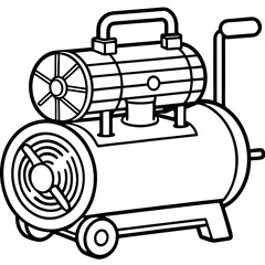 Air Compressor Blueprint Style Vector