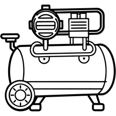 Air Compressor Blueprint Style Vector