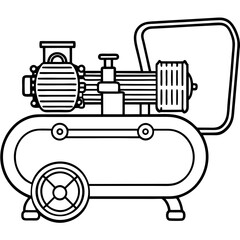 Obraz premium Air Compressor Blueprint Style Vector