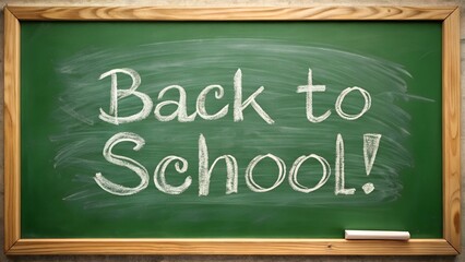 Back to School Message Written in White Chalk on a Green Chalkboard new 2025 trendy