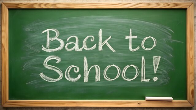 Back to School Message Written in White Chalk on a Green Chalkboard new 2025 trendy