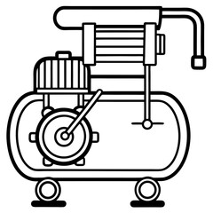 Air Compressor Blueprint Style Vector