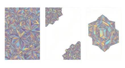 Geometric Rainbow Brilliance: A captivating display of kaleidoscopic geometric shapes in a vibrant rainbow palette, evoking an aura of modernity and creative expression.