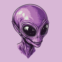 Purple Alien Creature – Futuristic Space Art for Stickers & T-Shirts

