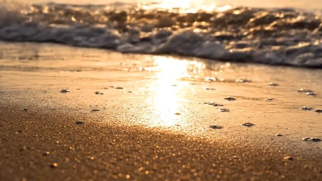Ocean Waves and Golden Sands in Motion