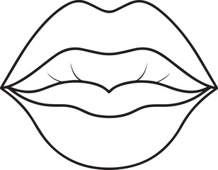 Female lips outline vector illustration line art