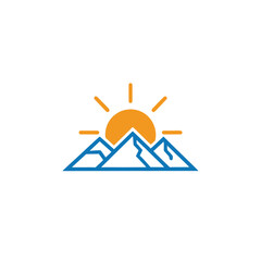 mountain with a sun logo vector illustration