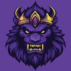 Purple Lion King – Majestic Royal Animal Art for T-Shirts, Stickers & Print