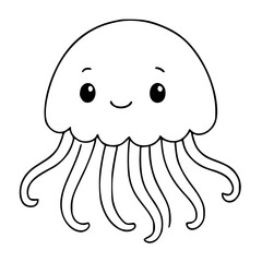 Fototapeta premium Smiling Jellyfish Outline Drawing For Kids