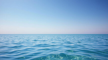 Fototapeta premium Ai generated image of the vast expanse of the ocean meets the clear blue sky, creating a serene and tranquil seascape