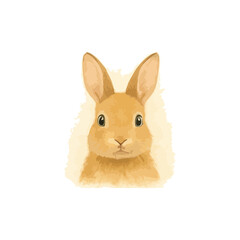 Adorable Fluffy Brown Bunny Rabbit Portrait; Soft, Gentle, and Sweet Illustration.