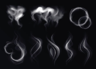 Stylized Anime Smoke and Cloud Swirl Vector Set