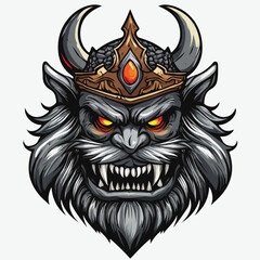 Gray Demon King with Crown – Dark Fantasy Art for T-Shirts, Stickers & Print Projects