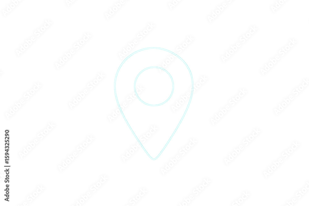Poster glowing location pin icon isolated on transparent background, representing global positioning and na