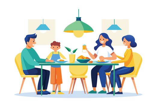 happy family celebrating thanksgiving dinner together vector illustration festive holiday clipart