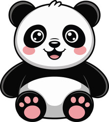 Obraz premium A charming panda illustration. The panda features a friendly smile and playful eyes Transparent png vector