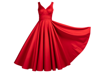  Elegant Red Evening Gown Isolated PNG
