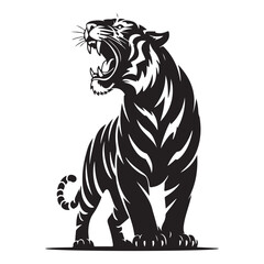 Dynamic Black Tiger Vector in Fierce Attack Pose – Perfect for Bold Logos, Streetwear, and Wildlife Branding. Thank You .