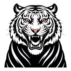 Obraz premium Dynamic Black Tiger Vector in Fierce Attack Pose – Perfect for Bold Logos, Streetwear, and Wildlife Branding. Thank You .