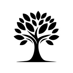 Stylized Black Tree Silhouette