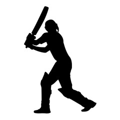Cricketer Silhouette Collection – Batting Poses Clipart

