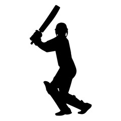Cricketer Silhouette Collection – Batting Poses Clipart

