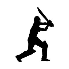 Cricketer Silhouette Collection – Batting Poses Clipart

