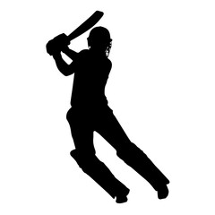 Cricket Player Silhouettes in Batting Action Vector Set

