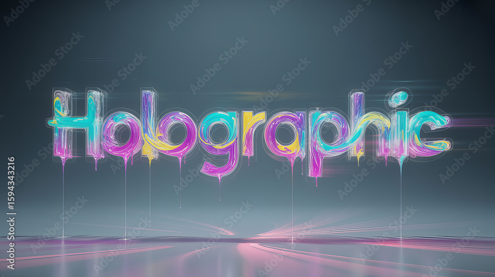 Fototapete holographic graphic design: a captivating design that uses vibrant color spectrums and light to depi