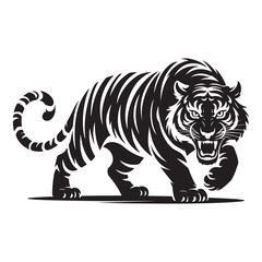 Fototapeta premium Minimalist Black Tiger Vector Illustration in Various Poses – Perfect for Logo Design, Tattoo Art, and Commercial Use . Thank You .