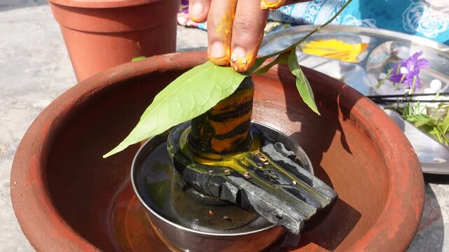 Worshipping Shiva Lingam Pooja on Shravan month at Home